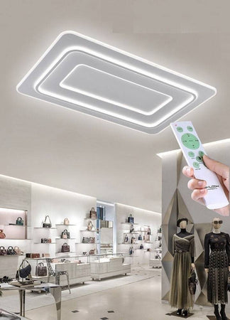 Lampadario Plafoniera Led Rettangolare 123w 3 Tonalità Luce Bt Telecomando C66-3c