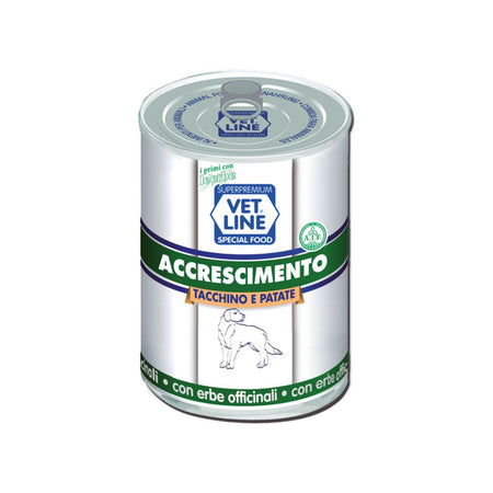 Vet Line mangime umido cane in accrescimento tacchino e patate 400 gr