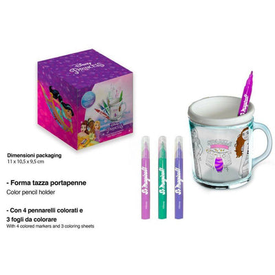 Tazza Portapenne Da Colorare Principesse Disney Bicchiere Porta Pennarelli