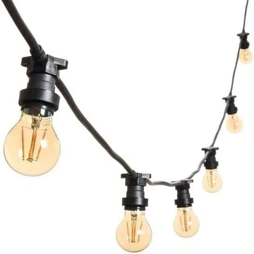 Catena Stringa NERA luminosa 5mt prolungabile 10 Lampade LED e27 luce CALDA ip44