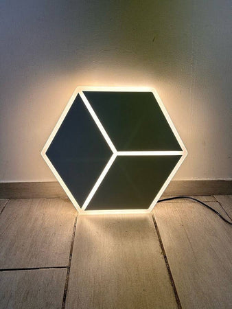 Plafoniera Led Forma Cubo 3d Da Soffitto 37w Bianca 3 Colorazioni Luce C52-b3c