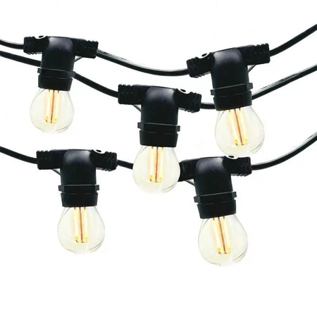 Catena Stringa NERA luminosa 5mt prolungabile 10 Lampade LED e27 luce CALDA ip44