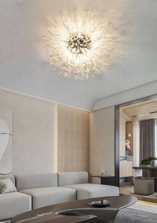 Lampadario Soffitto Plafoniera Argento Moderna Cristalli Fuochi Artificio G9 Pn-13a