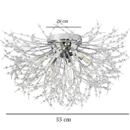 Lampadario Soffitto Plafoniera Argento Moderna Cristalli Fuochi Artificio G9 Pn-13a