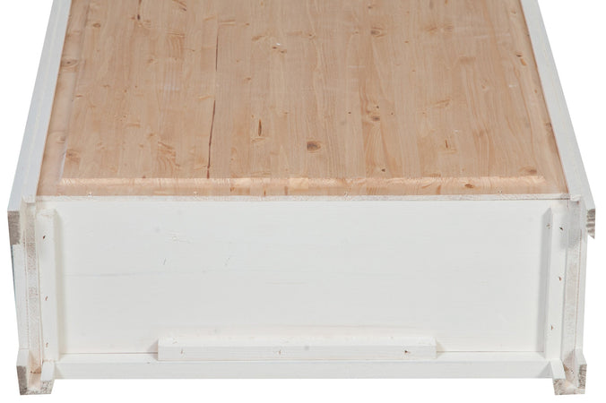 Biscottini Piccola libreria Country in legno massello di tiglio struttura bianca anticata piano finitura naturale L68xPR25xH98 cm. Made in