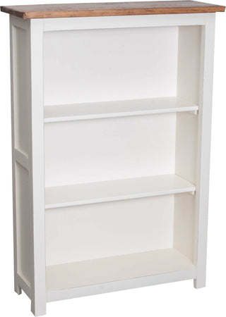 Biscottini Piccola libreria Country in legno massello di tiglio struttura bianca anticata piano finitura naturale L68xPR25xH98 cm. Made in