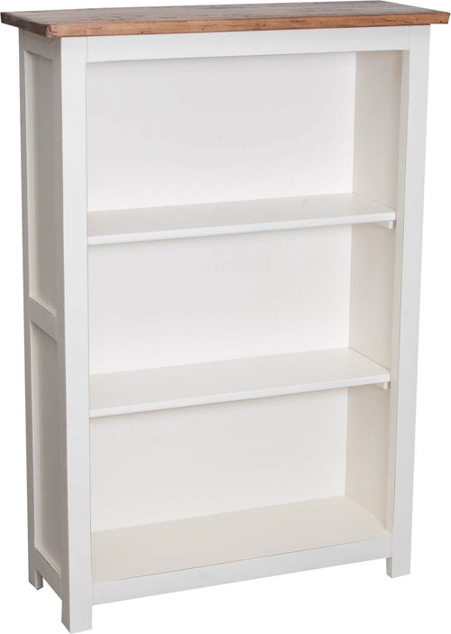Biscottini Piccola libreria Country in legno massello di tiglio struttura bianca anticata piano finitura naturale L68xPR25xH98 cm. Made in
