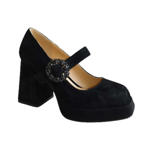 ALMA EN PENA Décolleté donna in camoscio nero con tacco I23279