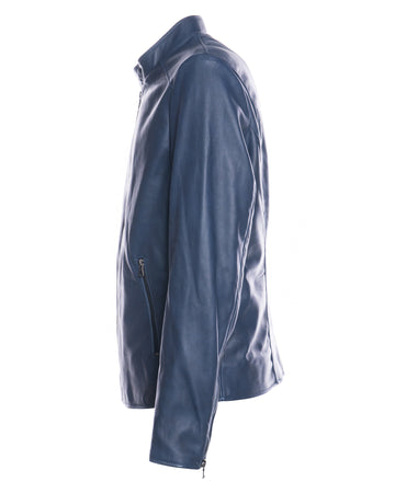U09 - Giacca Uomo Blu in vera pelle