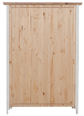 Biscottini Stipetto Country in legno massello di tiglio struttura bianca anticata piano finitura naturale L68xPR25xH98 cm. Made in Italy