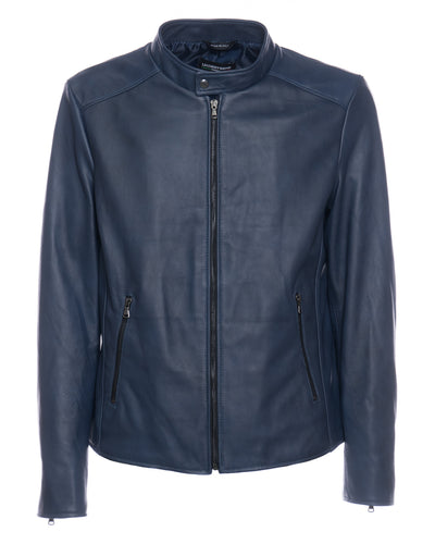 U09 - Giacca Uomo Blu in vera pelle