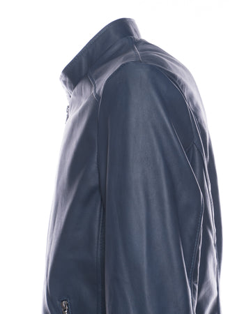 U09 - Giacca Uomo Blu in vera pelle
