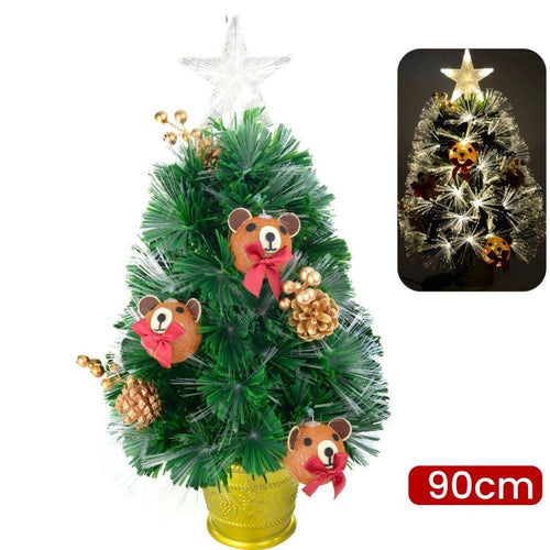 Albero Di Natale Mini 90 Cm Con Decori Palline Orsetto E Luci Incluse Pigne