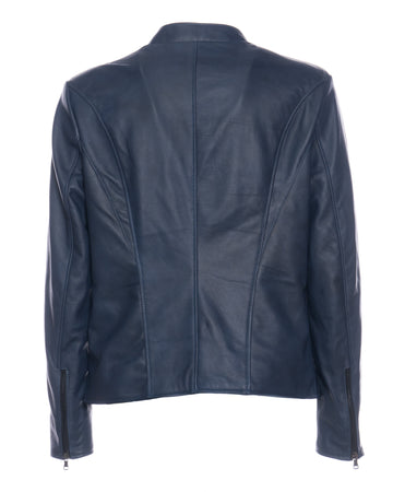 U09 - Giacca Uomo Blu in vera pelle