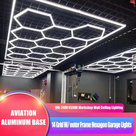 5-14 x lampada LED esagonale officina garage parete soffitto luce illuminazione