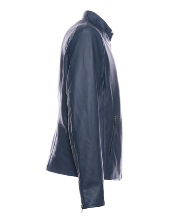 U09 - Giacca Uomo Blu in vera pelle