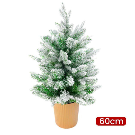 Albero Di Natale Mini Effetto Innevato Dim. 60 Cm Sintetico Alberello Con Vaso