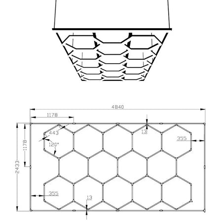 5-14 x lampada LED esagonale officina garage parete soffitto luce illuminazione