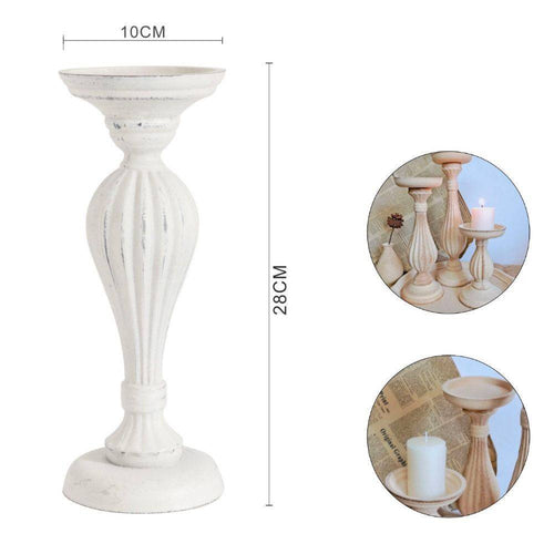 Candelabro Candeliere Effetto Vintage Bianco Porta Candele 10x28 Oggetto Natale