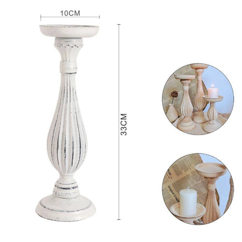 Candelabro Candeliere Effetto Vintage Bianco Porta Candele 10x33 Oggetto Natale