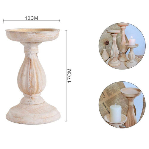 Candelabro Candeliere Effetto Vintage Beige Porta Candele 10x17 Oggetto Natale