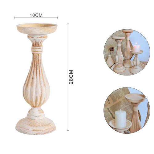 Candelabro Candeliere Effetto Vintage Beige Porta Candele 10x28 Oggetto Natale