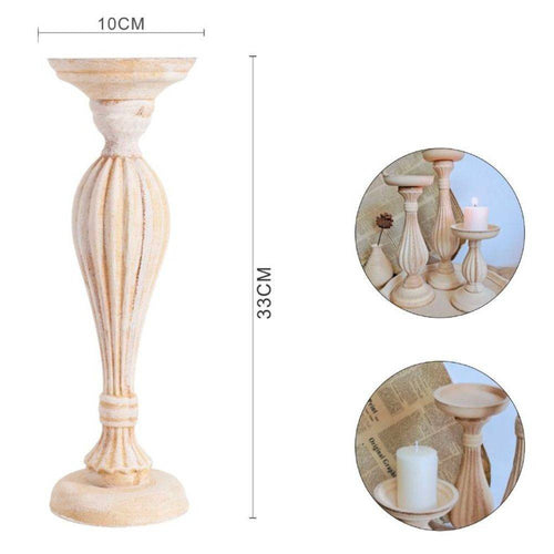 Candelabro Candeliere Effetto Vintage Beige Porta Candele 10x33 Oggetto Natale