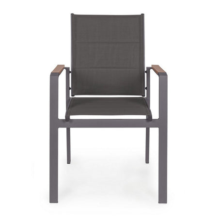 Sedia poltrona "Kubik" da esterno giardino in alluminio verniciato a polvere con dettagli in legno