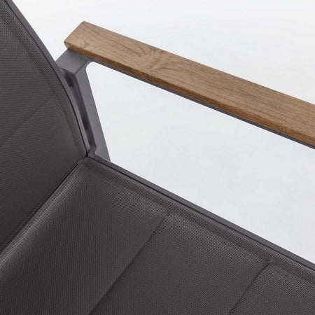 Sedia poltrona "Kubik" da esterno giardino in alluminio verniciato a polvere con dettagli in legno