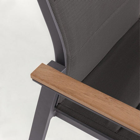 Sedia poltrona "Kubik" da esterno giardino in alluminio verniciato a polvere con dettagli in legno