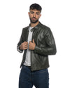 U09 - Giacca Uomo Verde in vera pelle