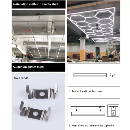 5-14 x lampada LED esagonale officina garage parete soffitto luce illuminazione