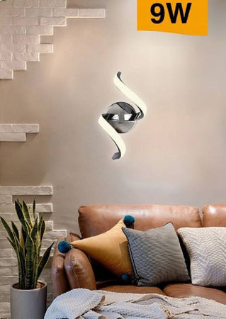 Applique A Parete Stilizzato 9 W Spirale Argento Tre Colorazioni Di Luce E58-a3c