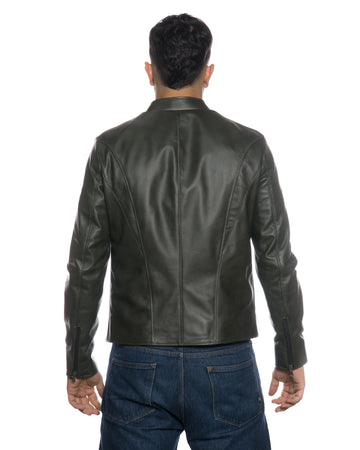 U09 - Giacca Uomo Verde in vera pelle