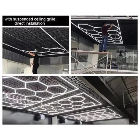 5-14 x lampada LED esagonale officina garage parete soffitto luce illuminazione