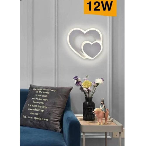 Applique Led Parete Forma Doppio Cuore Moderno 12w 3 Modalità Colore Luce E83-3c