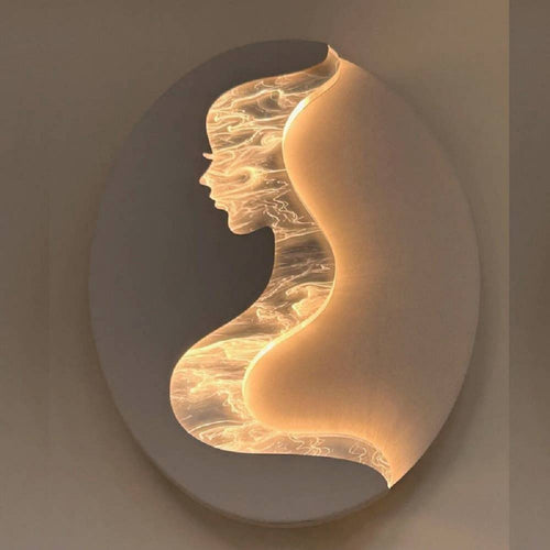 Applique Led 7w A Muro Con Raffigurazione Volto Donna 3 Colorazione Luce Aq12-3c
