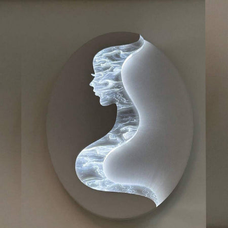 Applique Led 7w A Muro Con Raffigurazione Volto Donna 3 Colorazione Luce Aq12-3c