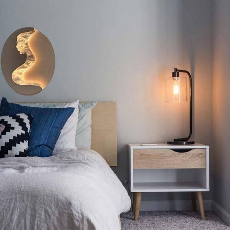 Applique Led 7w A Muro Con Raffigurazione Volto Donna 3 Colorazione Luce Aq12-3c