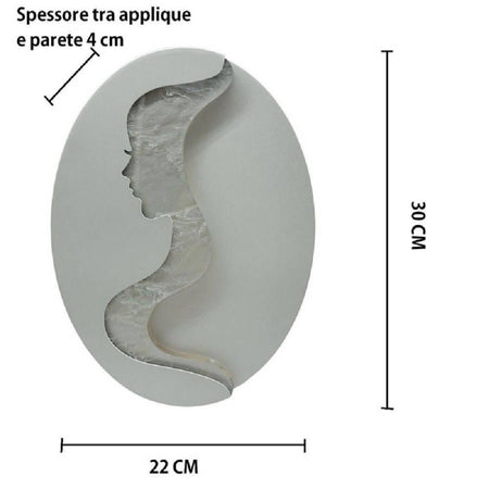 Applique Led 7w A Muro Con Raffigurazione Volto Donna 3 Colorazione Luce Aq12-3c