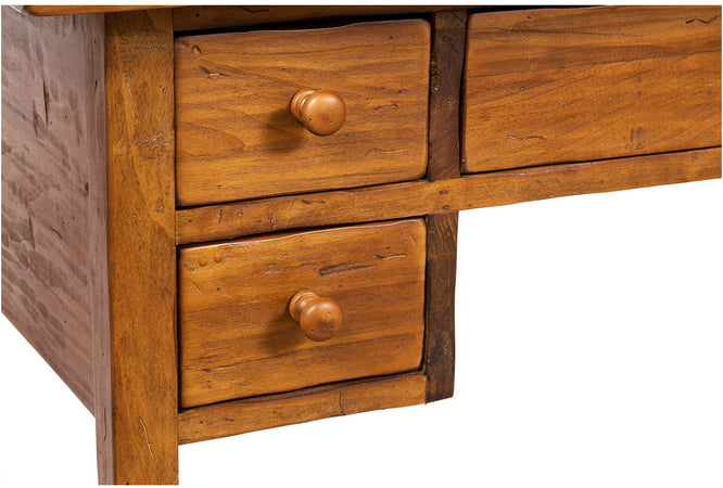Biscottini Tavolino scrittoio in legno massello di tiglio finitura noce. Made in Italy