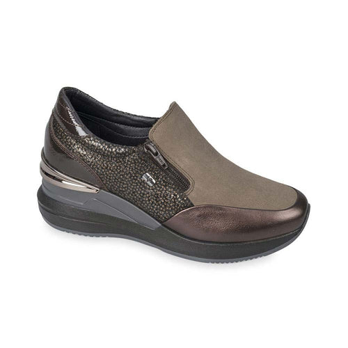 VALLEVERDE Scarpa donna in pelle e camoscio visone