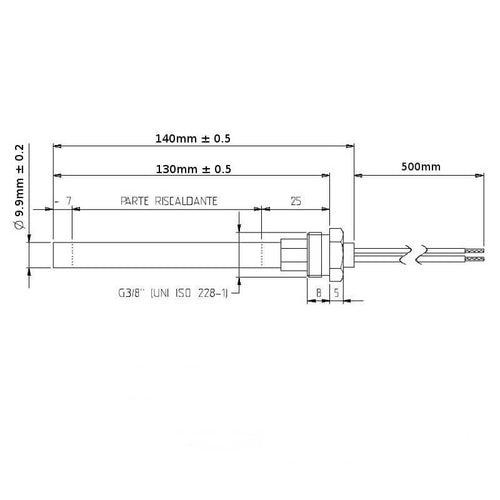 Resistenza accensione con raccordo filettato 3/8 GAS Stufa a Pellet 14701023
