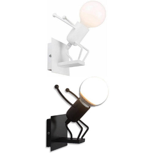Applique Da Parete Decorativo Forma Omino Che Salta In Metallo Attacco E27 Aq50