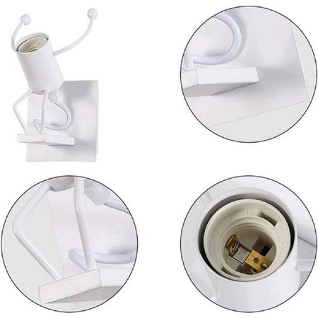 Applique Da Parete Decorativo Forma Omino Che Salta In Metallo Attacco E27 Aq50