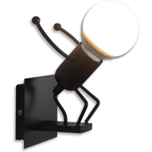 Applique Da Parete Decorativo Forma Omino Che Salta In Metallo Attacco E27 Aq50