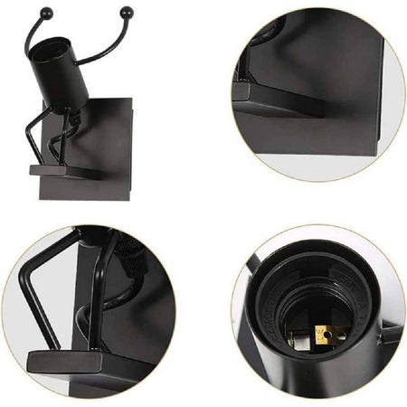 Applique Da Parete Decorativo Forma Omino Che Salta In Metallo Attacco E27 Aq50