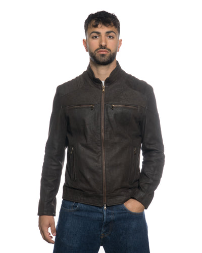 Attila - Biker Uomo Testa di Moro Nabuk Effetto Graffiato in vera pelle