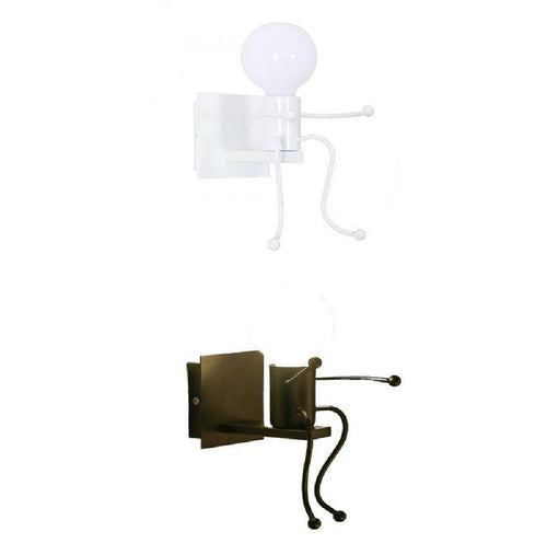 Applique Da Parete Decorativo Forma Di Omino Seduto In Metallo Attacco E27 Aq51