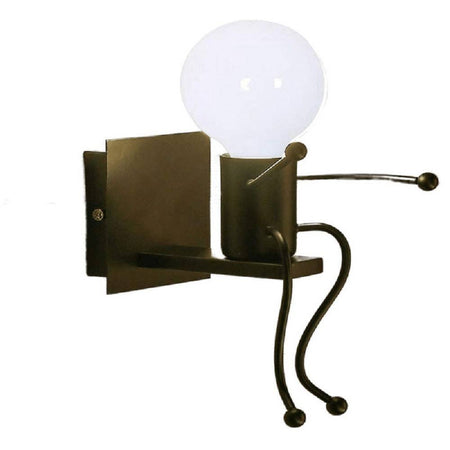 Applique Da Parete Decorativo Forma Di Omino Seduto In Metallo Attacco E27 Aq51